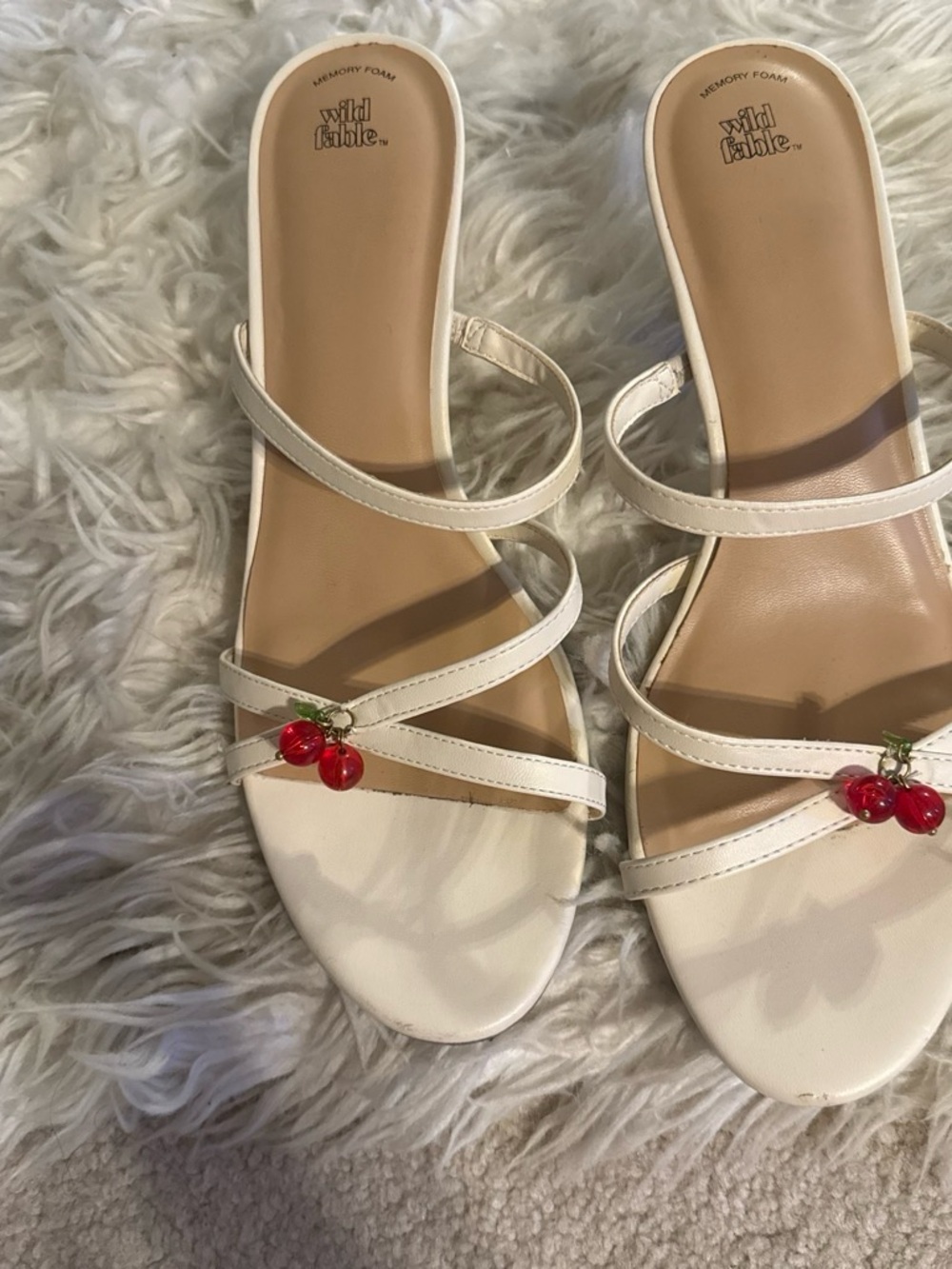 wild fable White Cherry-Embellished Strappy Slide Sandals